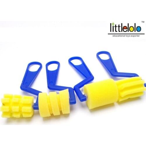 Baby kids educational toys art tool drawing toys Sponge Brush Set graffiti big roller seal tool for Kids DIY Painting 4pcs/set