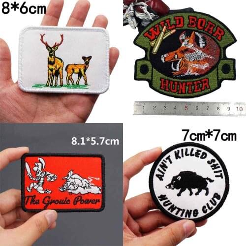 HUNTING IS IN MY MY BLOOD Embroidered Applique Sewing Label punk biker Patches Clothes Stickers Apparel Accessories Badge