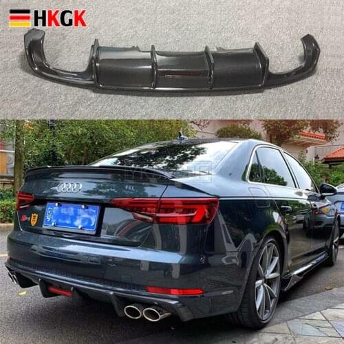 For Audi A4 Sline S4 A4 B9 Sedan 4Door 2016-2019 Carbon Fiber Rear Diffuser Bumper Spoiler Guard Protector Skid Plate Cover