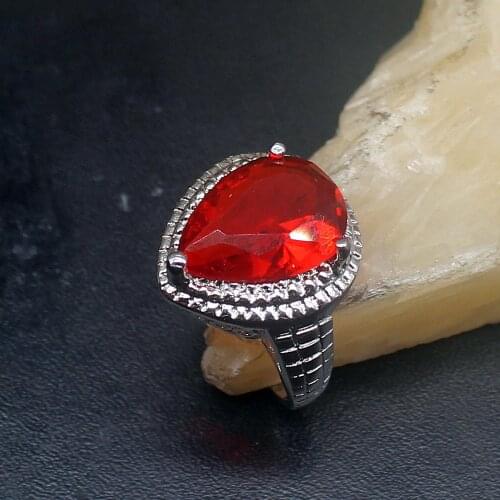 Gemstonefactory Jewelry Big Promotion Single Unique 925 Silver Gushing Red Garnet Hot Women Men Gifts Band Rings 7# 20212947
