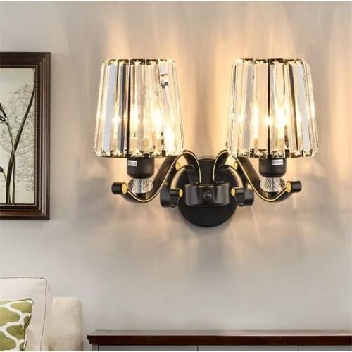 Crystal wall lamp bedroom lamp living room wall lamp