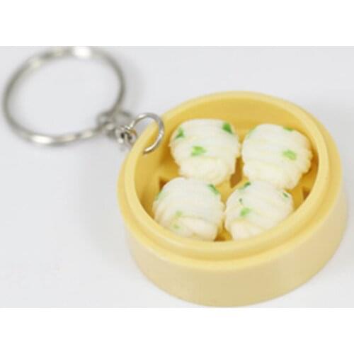 1Pc Cute Car Bag Keychain Mini Bowl Food Bag Charm Key Ring New Mini Simulation Food Key Chain