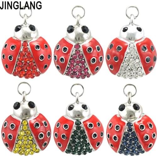 JINGLANG My Love Metal Mixed color Random Beetle Charms Animal Pendants For Jewelry Making Diy Handmade Jewelry 30 pcs