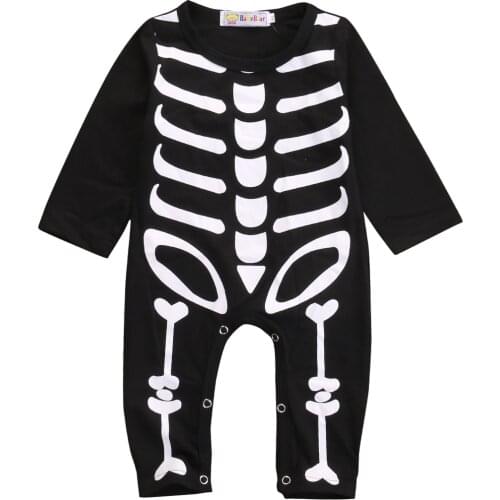 Halloween Newborn Baby Boy Girl 0-24M Skeleton Rompers Long Sleeve Jumpsuit Clothes Outfit Costume cosplay