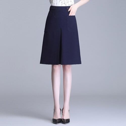 Fashion a-line black bodycon skirt women 2021summer elegant high waist office lady slim casual knee-length skirts 5059
