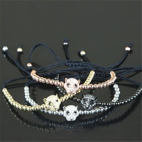 Charm Anil Arjandas Men 1pcs Pave Setting lion head CZ Beads Briading Macrame Bracelets 4mm Copper Beads women Bracelet