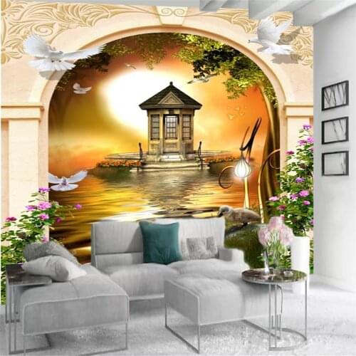 3d Landscape Wallcovering Wallpaper European-style Arch Beautiful Scenery Home Decor Living Room Painting Mural Wallpapers