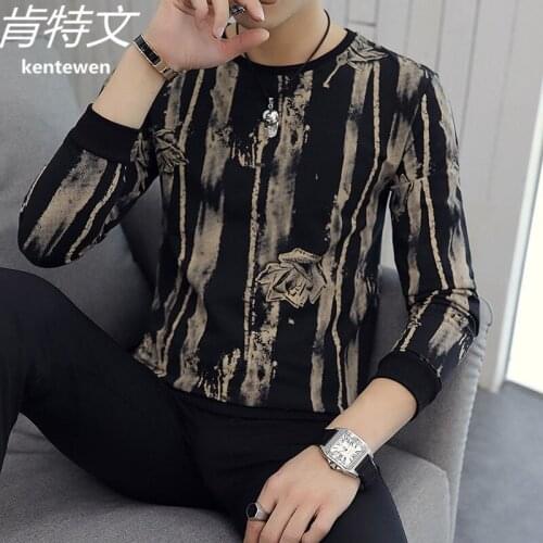 Spring New Model Spring and Autumn Clothes Mens Long-Sleeved T-shirt Mens Autumn Sweater Korean Fashion Bottoming Shirt
