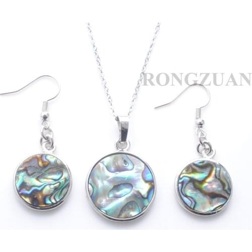 New Arrival Fashion Women Shell abalone Pendant Hanging Earrings Round Beads chain Necklace 18" Jewelry set TQ3096