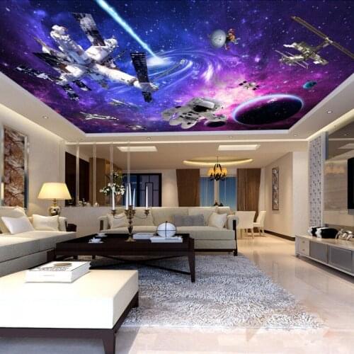 Photo wallpaper Vast cosmic starry space station Wallpaper living room hall ceiling background mural Decorative painting