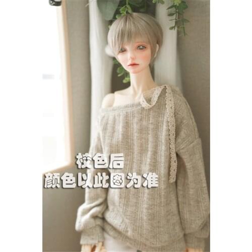 BJD doll Clothes for 1/3 1/4 Uncle Size Mika floral stripe ribbon off-shoulder pullover doll accessories