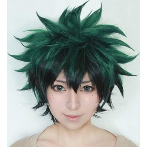 My Boku No Hero Academia Manga Midoriya Izuku Deku Wig Anime Cosplay Contacts Costume Men Hair Tulle Peruk Role Play Accessories