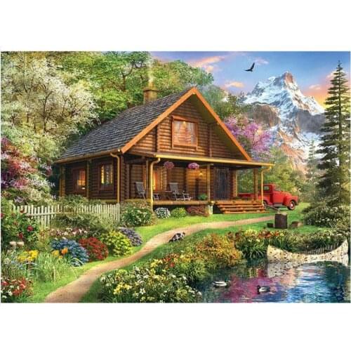 Scenery Diamond Art Rural Cottage Mosaic Embroidery Painting Rhinestone Drawing Picture Home Wall Decor Handcraft Gift Beadwork