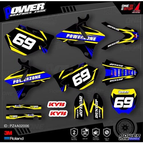 PowerZone Custom Team Graphics Backgrounds Decals 3M Stickers Kit For YAMAHA 2002-2014 YZ125 YZ250 006