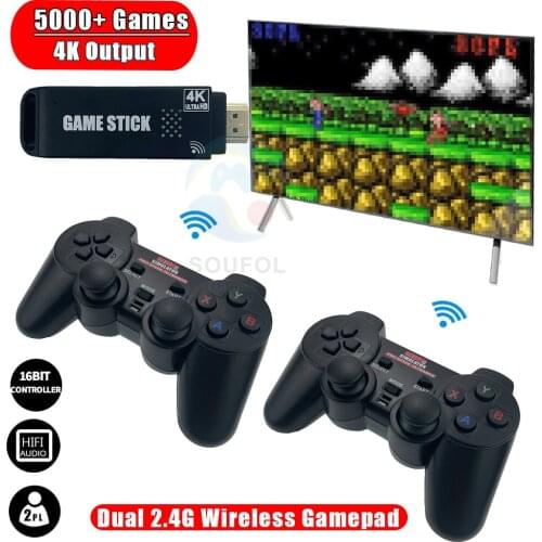 Dropshippng 4K TV Retro Video Game Console With 2.4G Double Wireless Controller Built in 5000 Games For FC /GBC HD Games Console