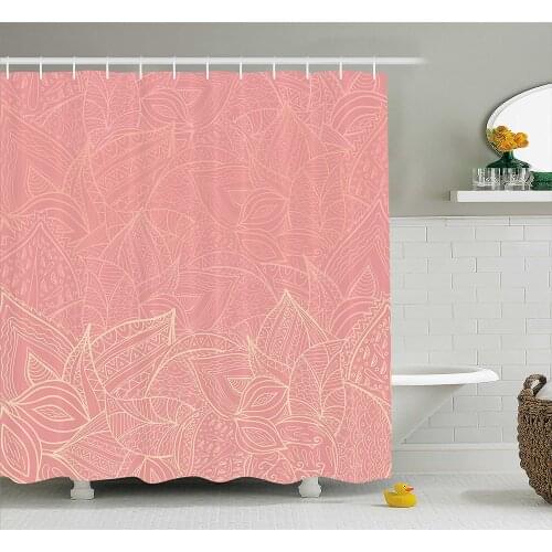 Floral Shower Curtain Pastel Toned Nature Leaf Figures Elegance Botany Themed Illustration Bath Curtains for Bathroom Decor