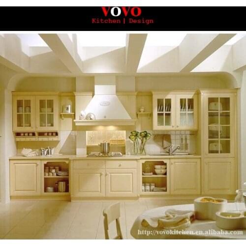 Modern small wooden kitchen design glass door with grill