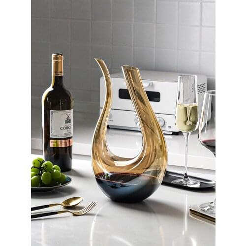 Glass Decanter 1500ML Wine Champagne Whiskey Container Handmade Wine Bottle Pourer Home Bar Tools Colorful U-shaped Decanter