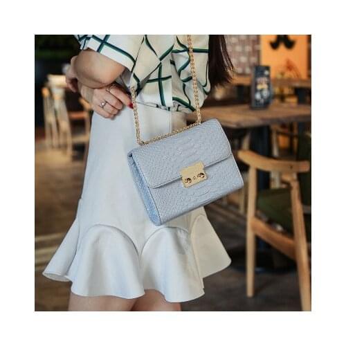 NEW Alligator Crocodile Leather Mini Small Women Crossbody bag chain womens handbag messenger Tote shoulder bag with Pink blue