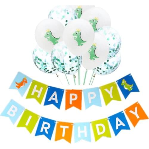 11pcs/set Happy Birthday Decoration Balloon Banners Dragon Latex Ballon Dinosaur Theme Party Supplies Kids Child Birthday Favors