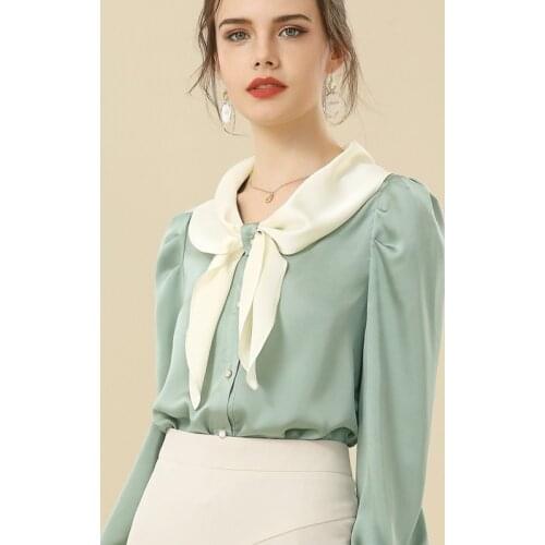 Blouses Spring 2021 Women Blouse Stylish Elegant Shirt Office Ladies Shirts High Quality Fabric Women Tops Plus Size S-XL G5341