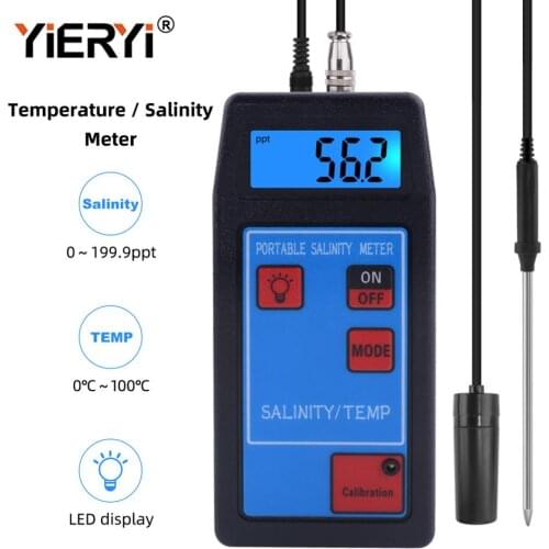Yieryi Salinity-8425 Portable Salinity/Temp Meter online with Replaceable probe for aquarium,swimming pool, lab,drinking water
