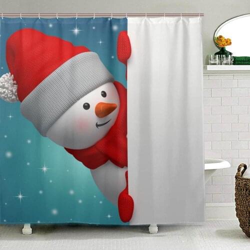 Snowman 3D Printed Shower Curtains Merry Christmas Polyester Fabric Bath Curtain for Bathroom Curtain Decoration Curtain Shower