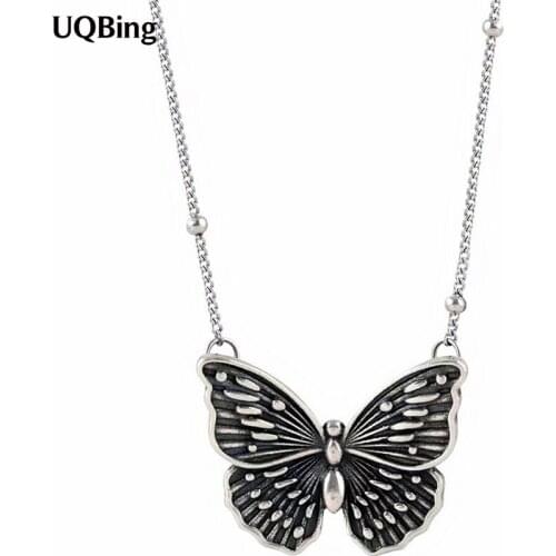 Fashion Vintage 925 Sterling Silver INS Butterfly Pendant Women Necklaces Jewelry