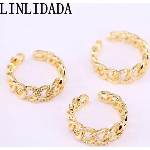 10Pcs Mix Random, Top Quality Fashion Gold Filled Ring CZ Zirconia Micro Pave Charms Ring Women Jewelry