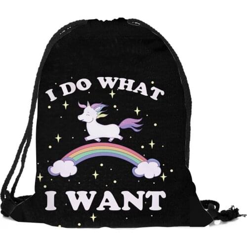 30PCS / LOT Drawstring Bag 3D Printing Feminina Drawstring Backpack Cartoon Shoes Organizer Clothes Packing Travel