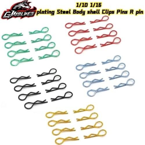 8pcs 1/10 1/16 Red/Blue/Black/Silver/Green Body shell Clips Pins R pin plating Steel For HPI Himoto HSP ARRMA ZD mst 3R TAMIYA