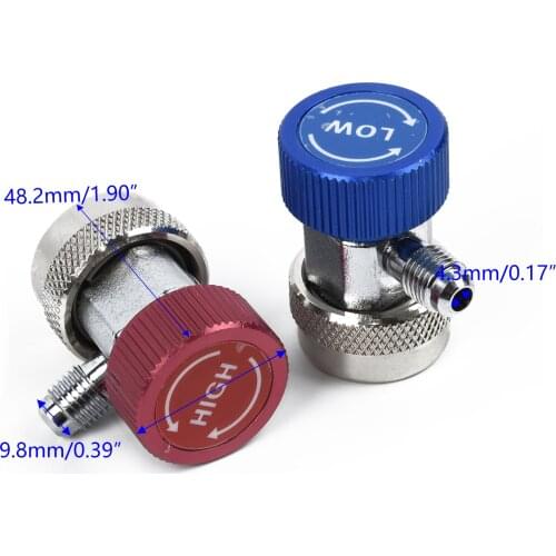 1Pair A/C R134A Car Air Conditioner Adapter Coupler Quick Connectors High/Low Pressure Automobile Parts Conditioning Connectors