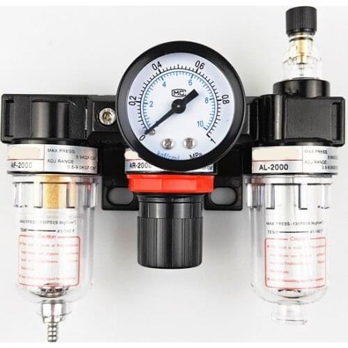 Airtac type air filter regulator lubricator FRL AC2000 1/4 inch cartridge Manual drain pressure gauge Oil-water separator