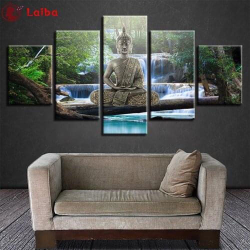 5d diy diamond painting Natural scenery, waterfall, buddha statue diamond painting cross stitch mosaic embroidery diamond5pcs
