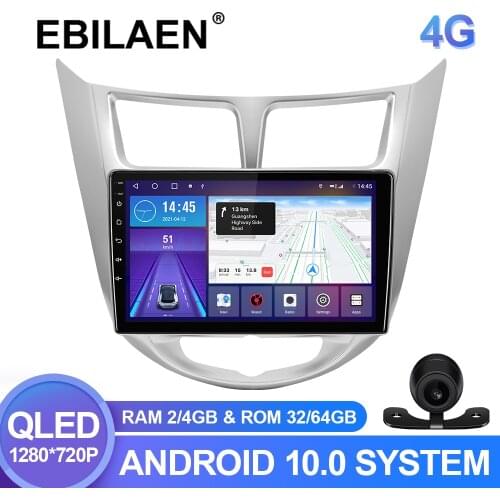 EBILAEN Car Multimedia player For Hyundai Solaris Accent Verna Android 10.0 Autoradio GPS Navigation Radio Camera Headunit DVR