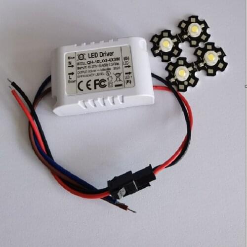 4pcs 3W White 4500K led chip and with 1pcs 3-4x3W led driver for DIY