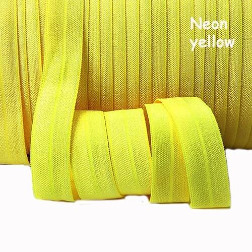 Free shipping neon yellow fold over elastic ribbon, 5/8" solid color foe with good price