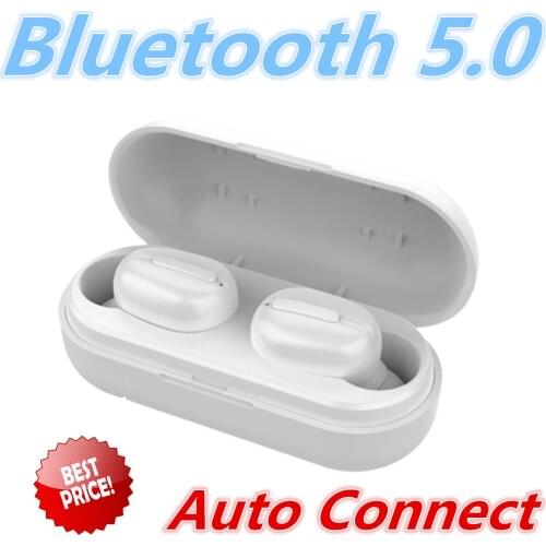 Wireless Headphones Bluetooth 5.0 Noise Canceling Earbuds Waterproof Outdoor Sports Headsets 200mAh Charging Box White