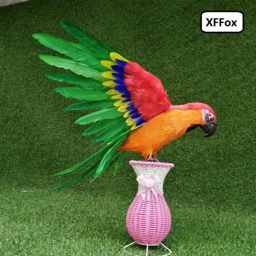 Big real life wings red&orange parrot model foam&feather simulation parrot bird gift about 50x65cm xf0284