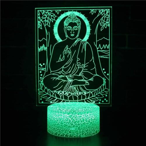 Buddhism Sakyamuni 3DLighting Cable Friend Gift USB Mood Night Light Multicolor Touch Remote Table Lamp Interior Lighting LED159