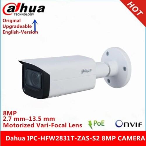 Dahua IPC-HFW2831T-ZAS-S2 8MP 2.7 mm–13.5 mm Motorized zoom Lens built-in SD Card Slot Audio Alarm interface IR 60M poe camera