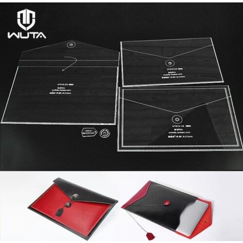 WUTA Horizontal Envelope Laptop Sleeve Bag Case Acrylic Template Notebook Cover Leather Pattern Set for Macbook Air 13" 12" 11"
