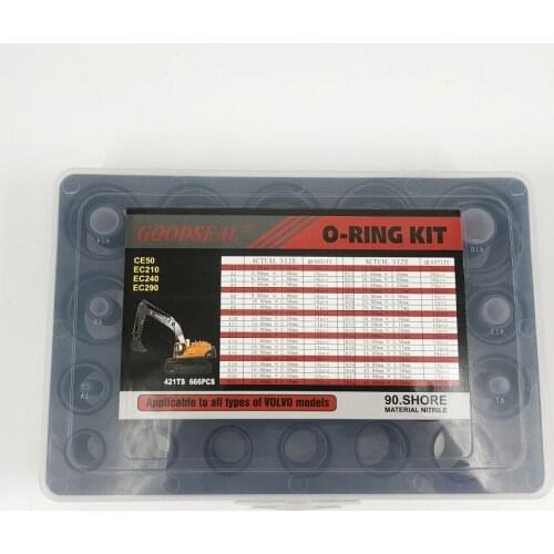 O-RING KIT FOR VOLVO Excavator 666 Pcs 42sizes CE50 EC210 EC240 EC290 NBR90 O-Ring kit
