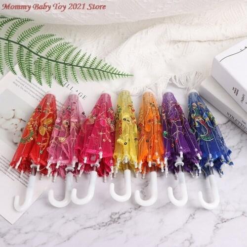 Lace Umbrella Doll Accessories Chinese Vintage Handmade Dolls Embroidered Umbrella For Dolls Toy Accessories With Multi-color