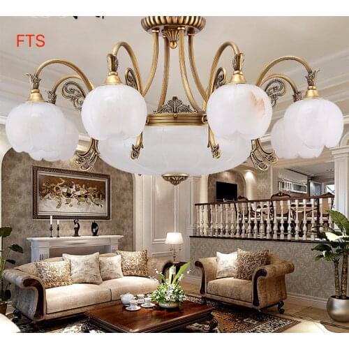 European style copper marble chandelier living room dining room study club hotel bedroom copper chandelier