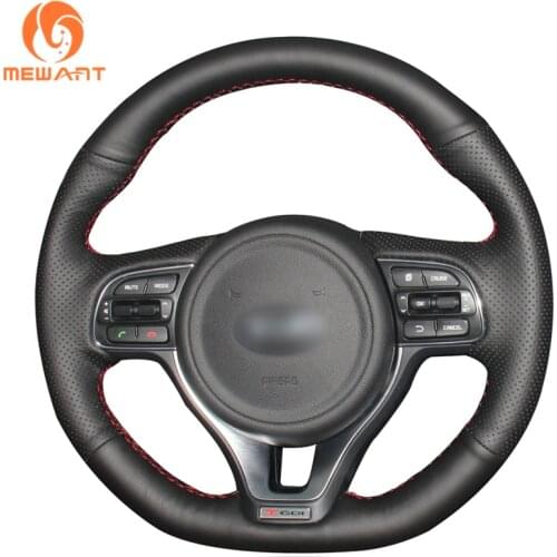 MEWANT Black Artificial Leather Car Steering Wheel Cover for Kia K5 Optima 2016 2017 2018 Sportage KX5 2016 2017 2018 2019