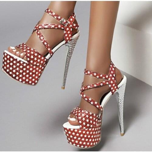 Fashion Sexty Women Ladies Wedding Party gladiator Stiletto Super High Heels 16Cm Sandals Front Platform 5Cm Pumps Shoes D-9