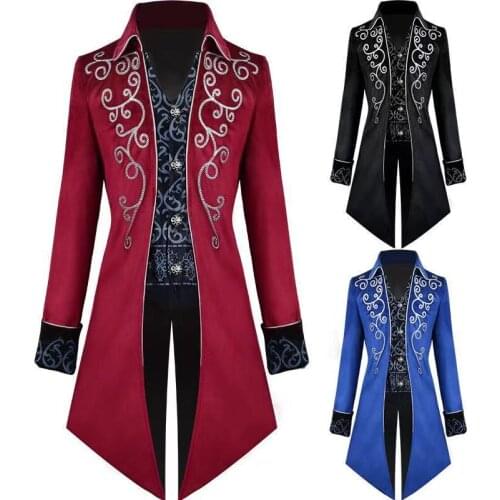 Men Gothic Medieval Cosplay Costumes Tuxedo Punk Adult Costumes Halloween Carnival Party Palace Banquet Cosplay Costumes