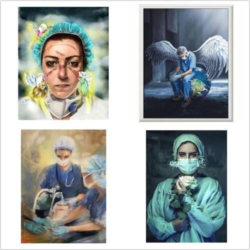 Dpsprue 5D DIY Diamond Embroidery Scenery Full Square Diamond Painting Cross Stitch Doctors Picture Diamond Mosaic Decor
