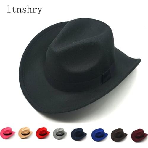 New winter women men ribbon band belt wide brim fedora hats classic beige white felted hat british elegant fascinator women hats